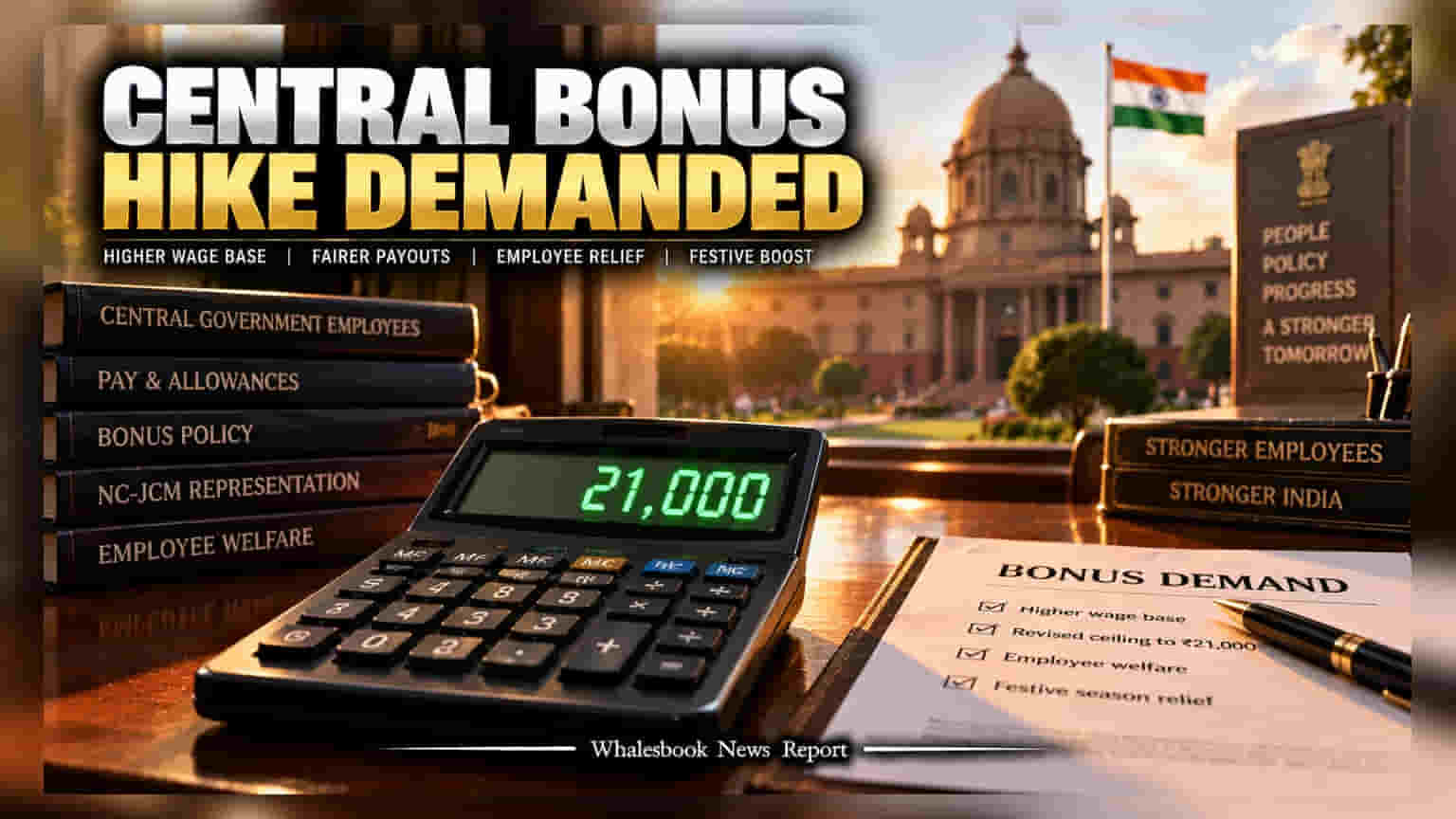 Central Employees Seek Bonus Calculation Base Hike to ₹21,000