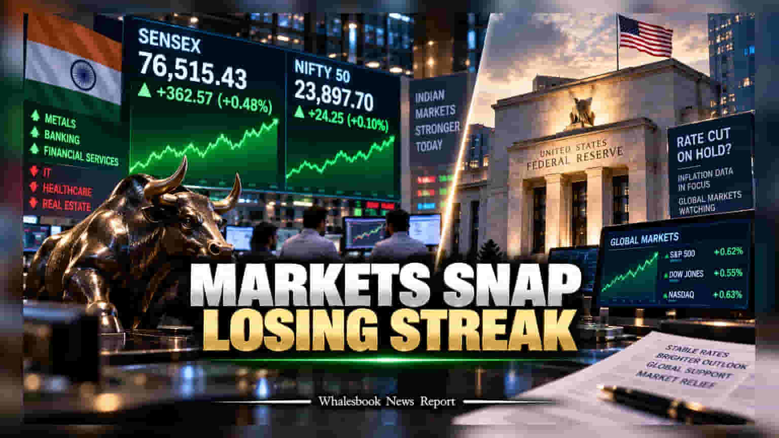 Indian Markets: સેન્સેક્સ-નિફ્ટીમાં 4 દિવસની મંદીનો અંત, US Fed ના સંકેતોથી માર્કેટમાં સુધારો