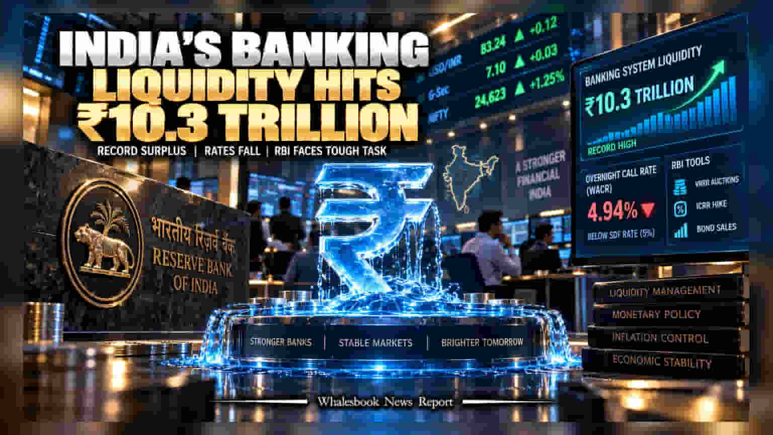 Banking Liquidity: ਬੈਂਕਿੰਗ ਸਿਸਟਮ ਵਿੱਚ ਪੈਸੇ ਦਾ ਹੜ੍ਹ! ਲਿਕਵਿਡਿਟੀ ਪਹੁੰਚੀ **₹10.3 ਲੱਖ ਕਰੋੜ** ਦੇ ਰਿਕਾਰਡ ਪੱਧਰ 'ਤੇ