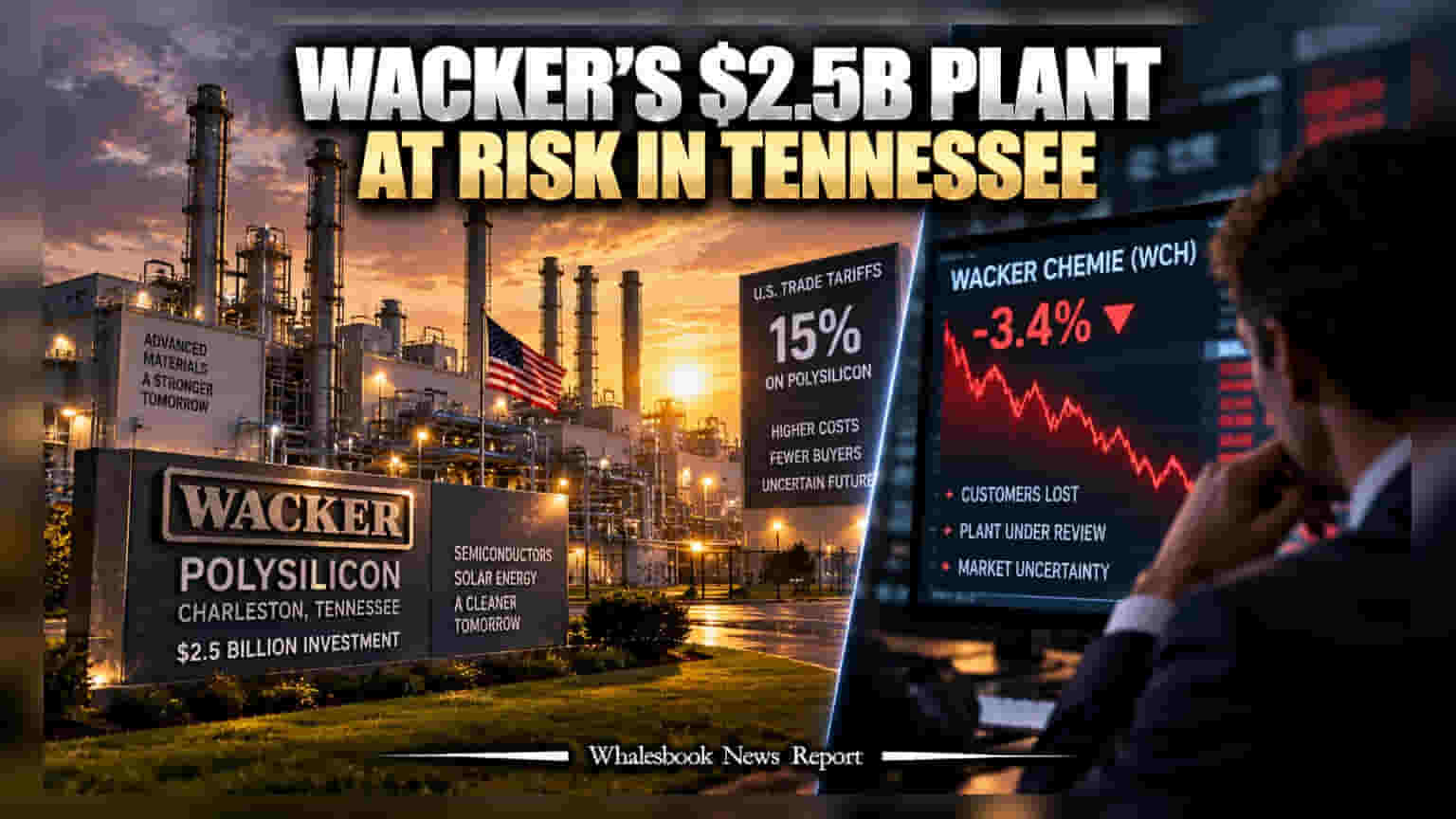 Wacker Chemie: ਅਮਰੀਕੀ ਵਪਾਰ ਨੀਤੀਆਂ ਦਾ ਅਸਰ, ਟੈਨੇਸੀ ਪਲਾਂਟ ਬੰਦ ਹੋਣ ਦੇ ਖਦਸ਼ੇ ਨਾਲ ਸ਼ੇਅਰ ਡਿੱਗਿਆ