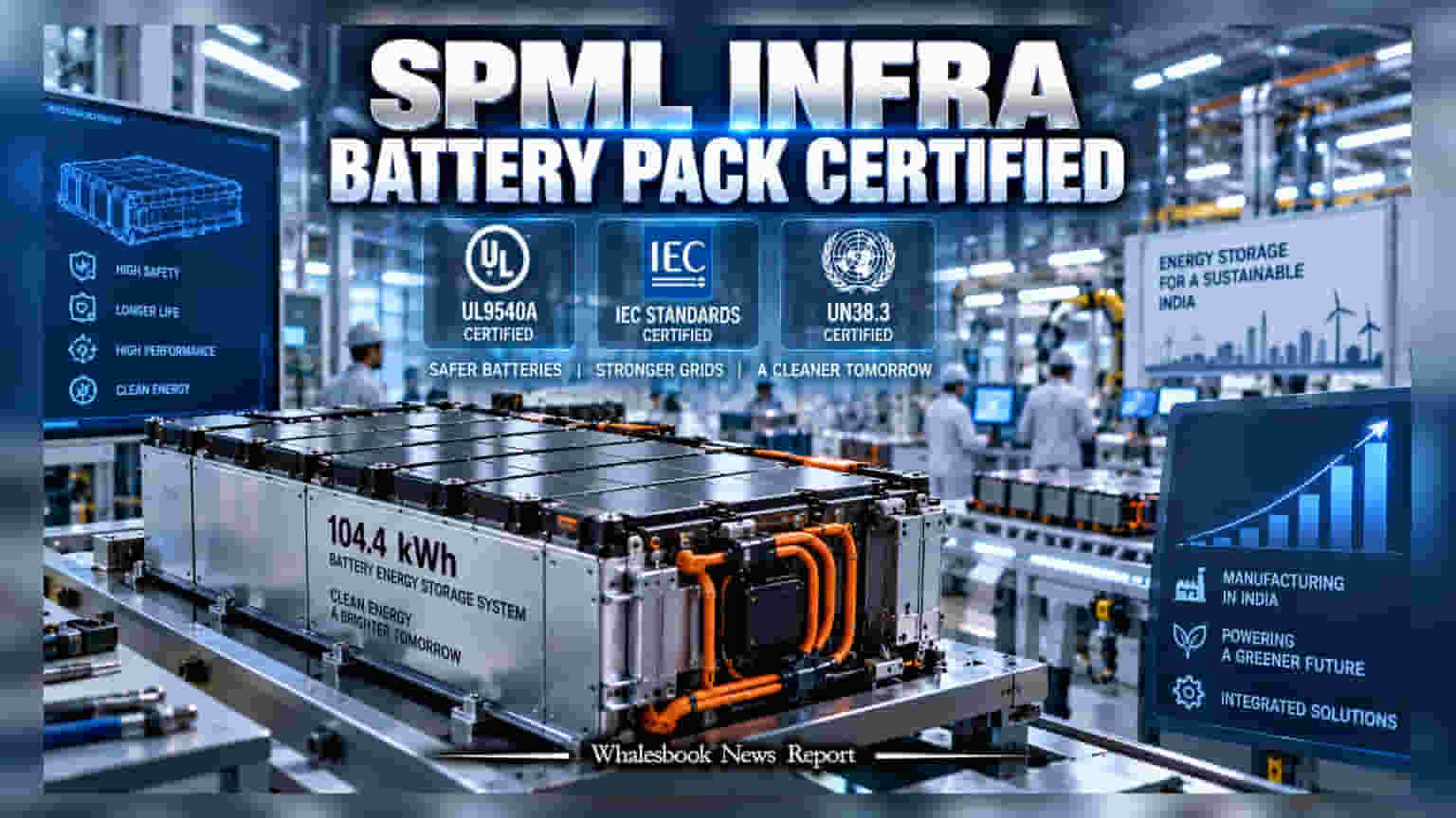 SPML Infra માં તોફાની તેજી! બેટરી પેકને ગ્લોબલ સર્ટિફિકેશન મળતા શેર **5%** ઉછળ્યો