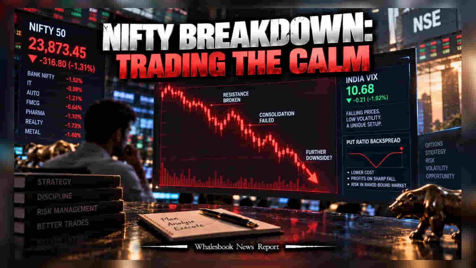 Nifty Drops Below Support as Low Volatility Triggers Derivative Strategy