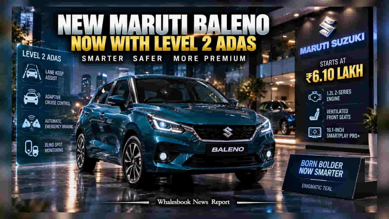 Maruti Suzuki Baleno: નવા અવતારમાં લોન્ચ, લેવલ-2 ADAS સાથે કિંમત માત્ર **₹6.10 લાખ**