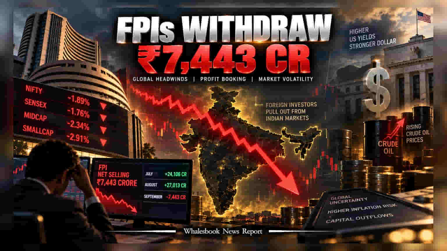FPIs Withdraw ₹7,443 Crore: ભારતીય શેરબજારમાંથી વિદેશી રોકાણકારોની મોટી નિકાસ