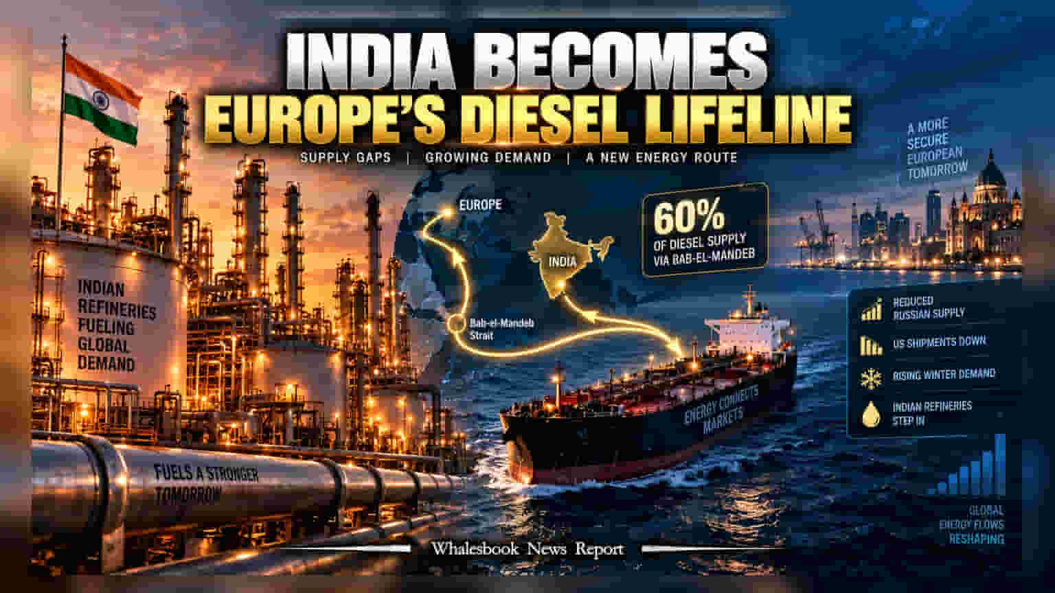 India Becomes Europe’s Top Diesel Supplier: युरोपच्या इंधन गरजेसाठी भारत बनला 'लाईफलाईन', पण रिफायनरीजसमोर मोठे आव्हान