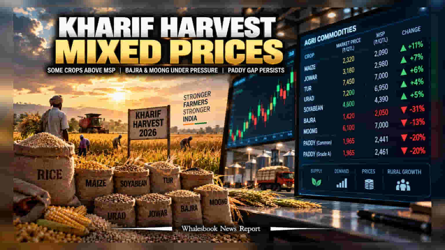 Kharif Crops Mostly Trade Above MSP; Bajra, Moong Lag