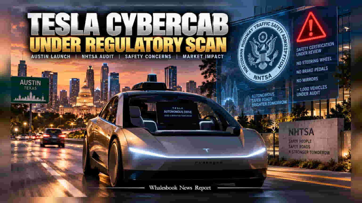 Tesla Cybercab: కష్టాల్లో సైబర్క్యాబ్.. NHTSA విచారణతో షేర్లు **5.9%** డౌన్!