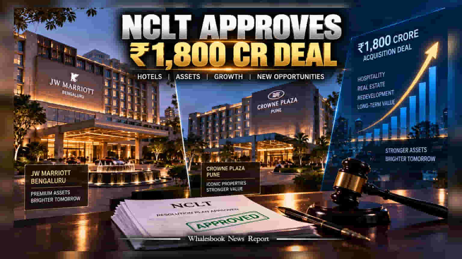 NCLT का बड़ा फैसला: ₹1,800 करोड़ में बिका JW Marriott और Crowne Plaza, Shree Naman ने मारी बाजी