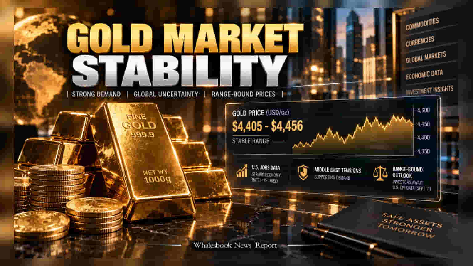 Gold Price: સોનામાં સ્થિરતા, **$4,450** ની આસપાસ ભાવ! શું ફેડના વ્યાજ દર વધારાથી આવશે દબાણ?