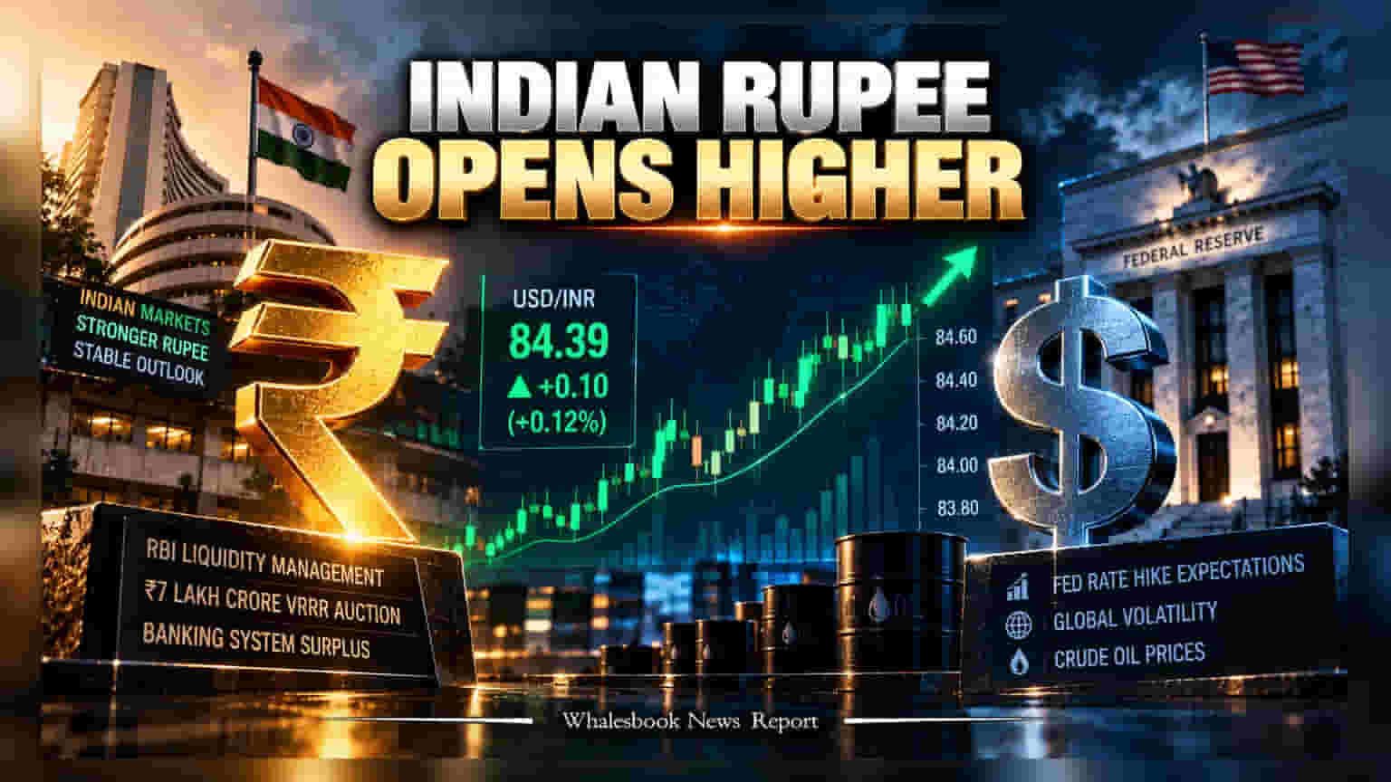 Indian Rupee માં મજબૂતી: 84.39 ના સ્તરે પહોંચ્યો રૂપિયો, RBI ના મોટા એક્શન બાદ રોકાણકારોની નજર