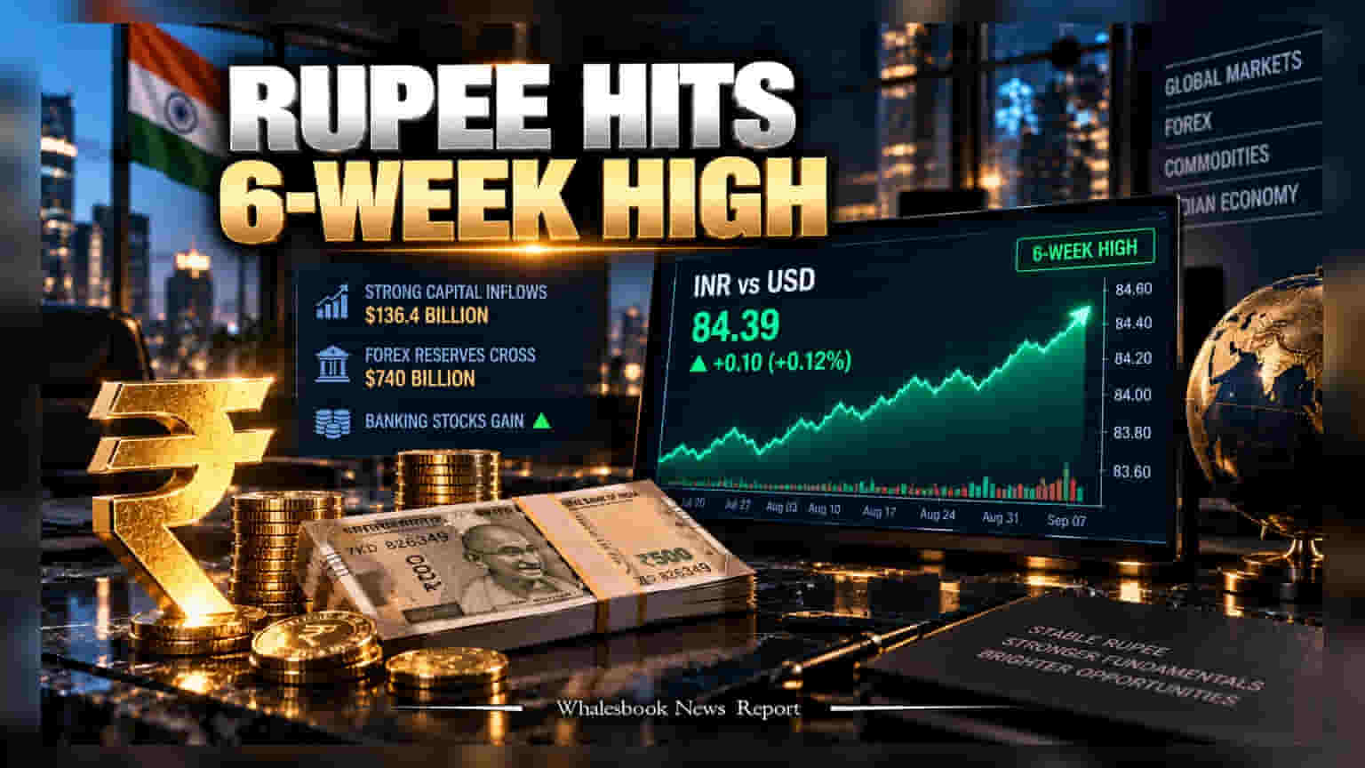 Rupee ઉછળીને 6 સપ્તાહની ટોચે: $136 અબજના રેકોર્ડ FCNR ઇનફ્લોથી દેશના ફોરેક્સ રિઝર્વમાં તોફાની વધારો