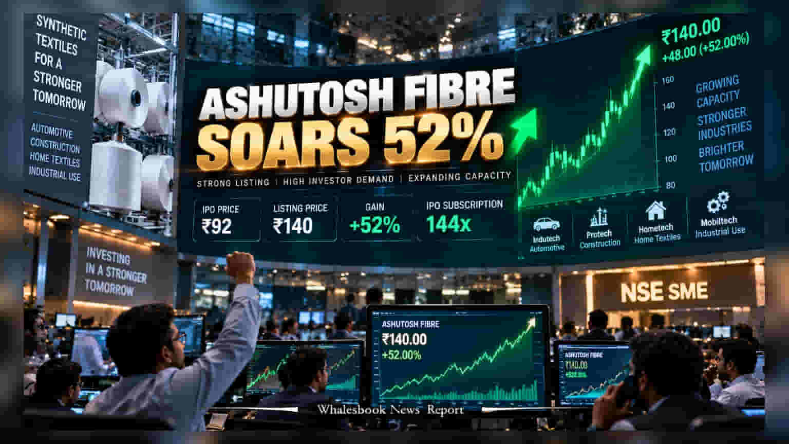Ashutosh Fibre Lists at 52% Premium on NSE SME Debut
