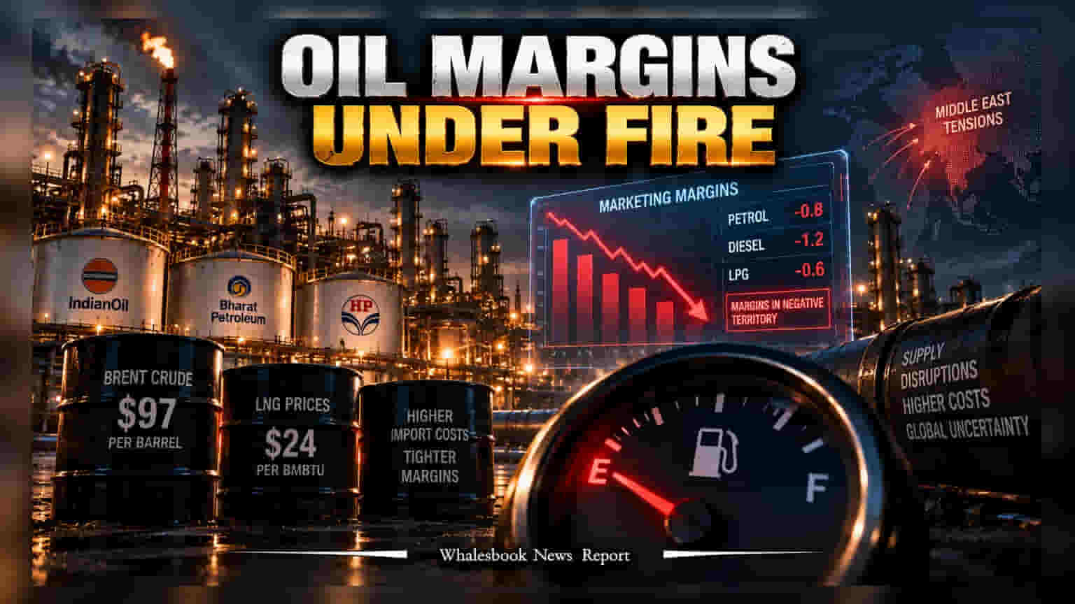 Indian Oil Stocks: ਕੱਚੇ ਤੇਲ ਦੀਆਂ ਕੀਮਤਾਂ 'ਚ ਉਛਾਲ ਨਾਲ ਵਧੀ ਮੁਸੀਬਤ, OMCs ਦੇ ਸ਼ੇਅਰਾਂ 'ਤੇ ਦਬਾਅ