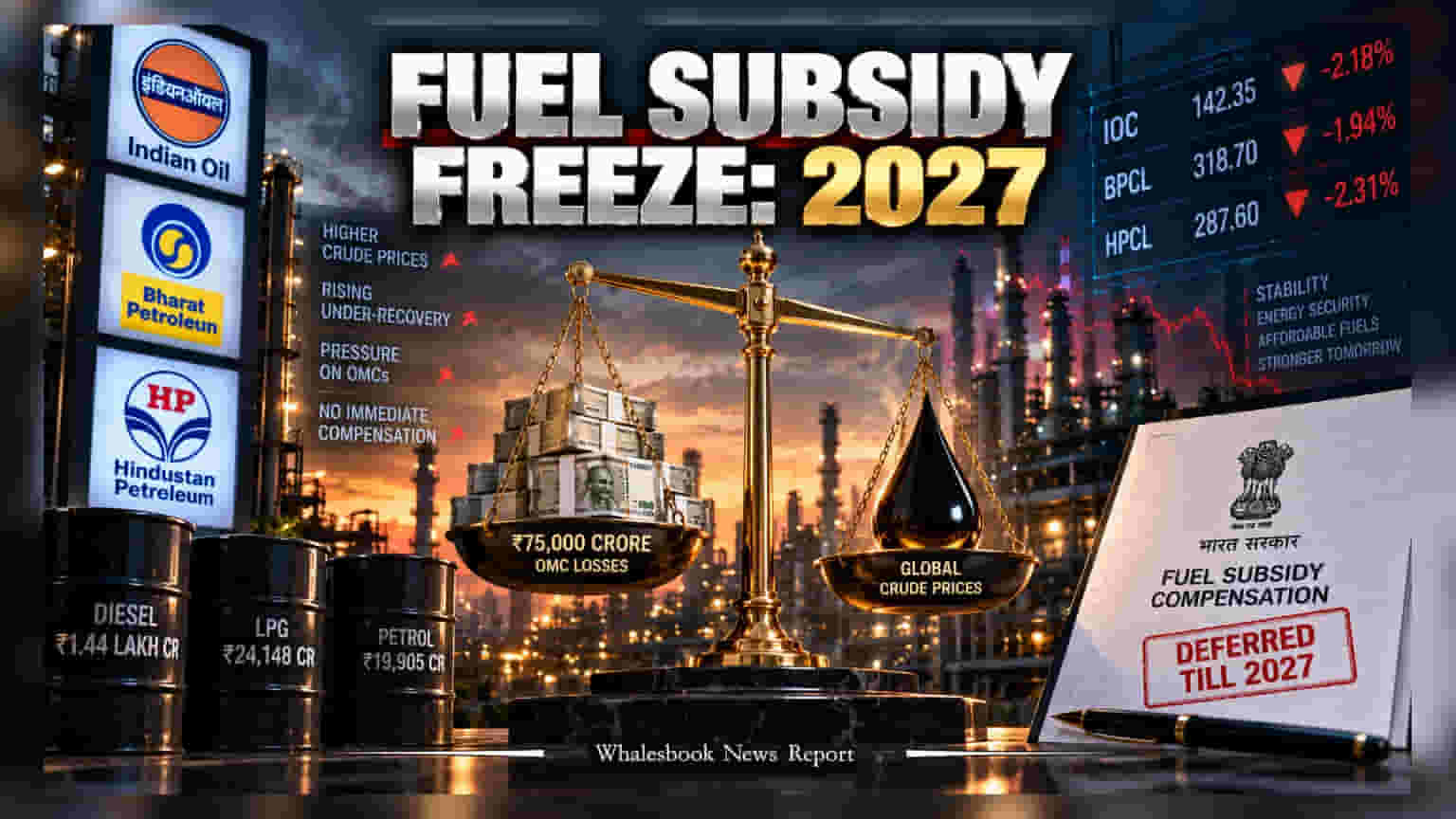 Govt Defers ₹75,000 Cr Fuel Compensation to 2027