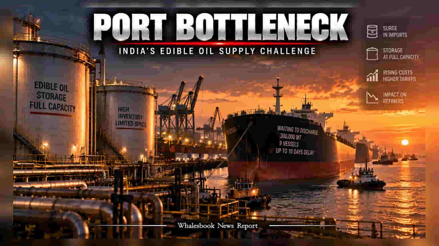 Edible Oil Imports: કંડલા અને હલ્દિયા પોર્ટ પર ભારે ભીડ, સ્ટોરેજ ફૂલ થતા રિફાઇનર્સની મુશ્કેલી વધી