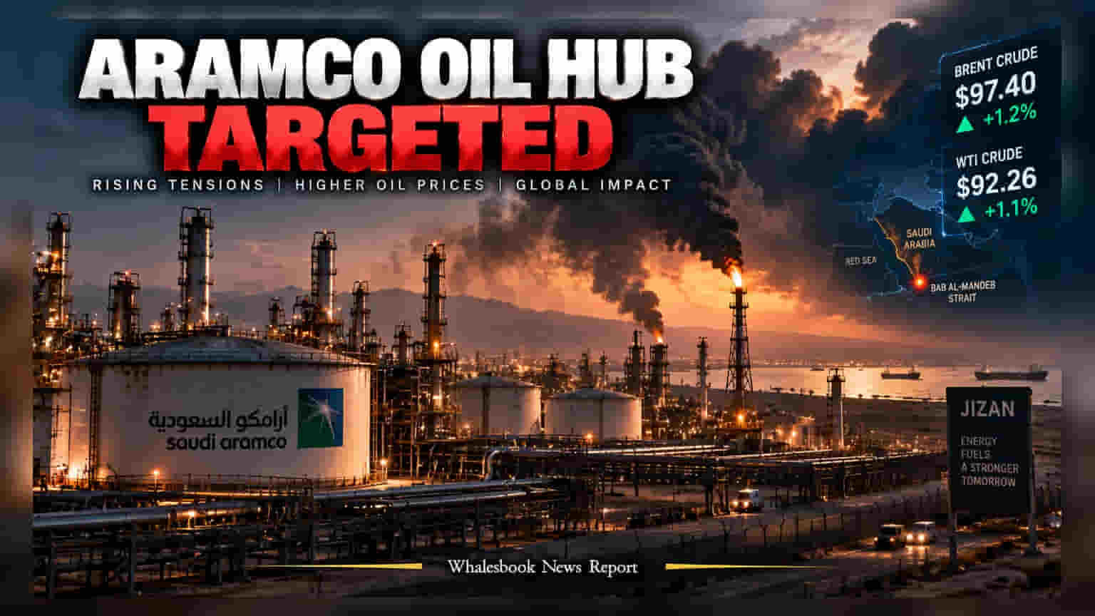 Saudi Aramco Jizan Refinery Hit Again; Brent Crude Rises to $97