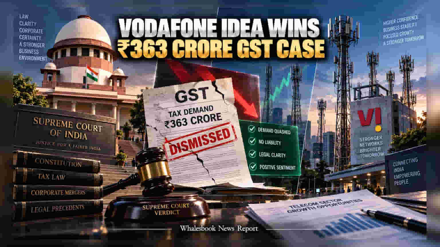 Vodafone Idea: ਸੁਪਰੀਮ ਕੋਰਟ ਤੋਂ ਮਿਲੀ ਰਾਹਤ! **₹363 ਕਰੋੜ** ਦਾ ਟੈਕਸ ਕੇਸ ਰੱਦ, ਸ਼ੇਅਰ **4%** ਭੱਜਿਆ