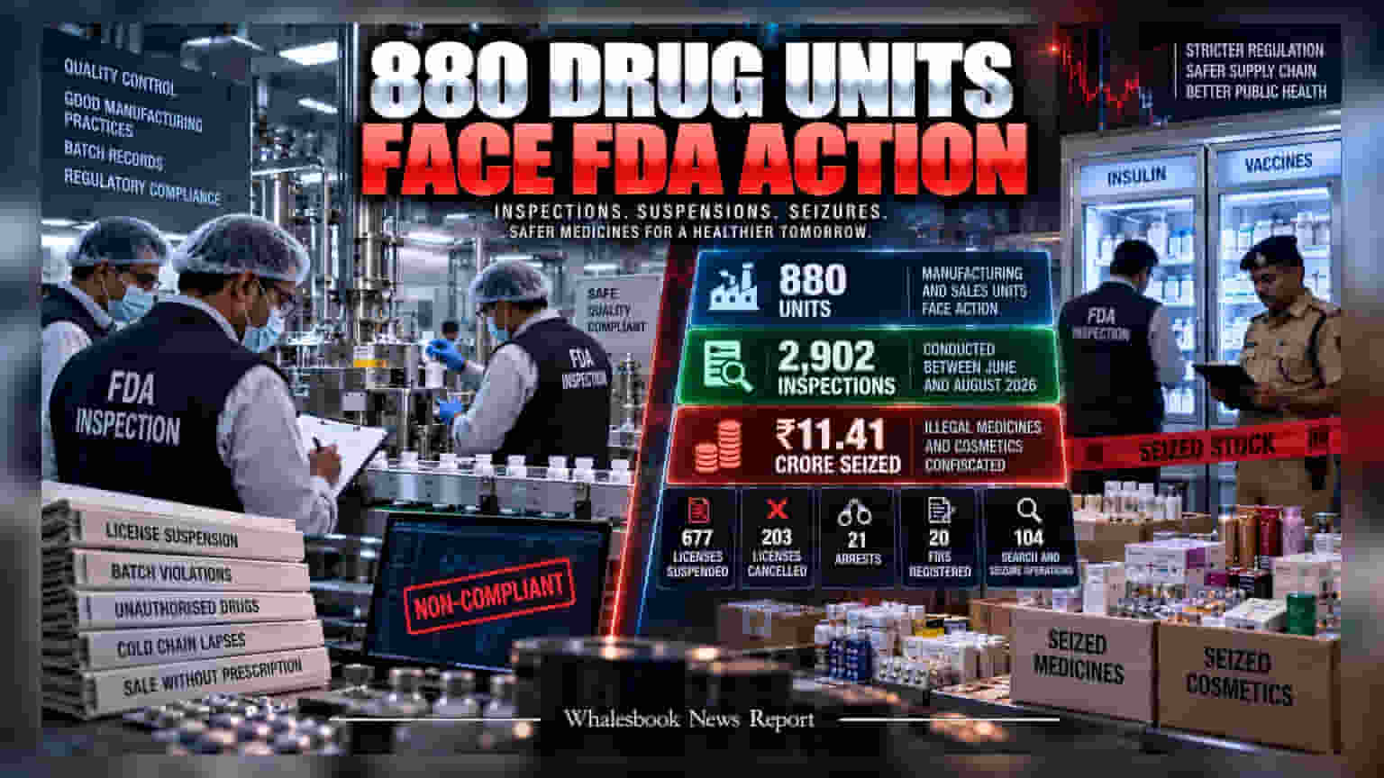 Maharashtra FDA નો મોટો એક્શન પ્લાન: 880 ફાર્મા યુનિટ્સ પર તવાઈ, **₹11.41 કરોડનો** માલ જપ્ત