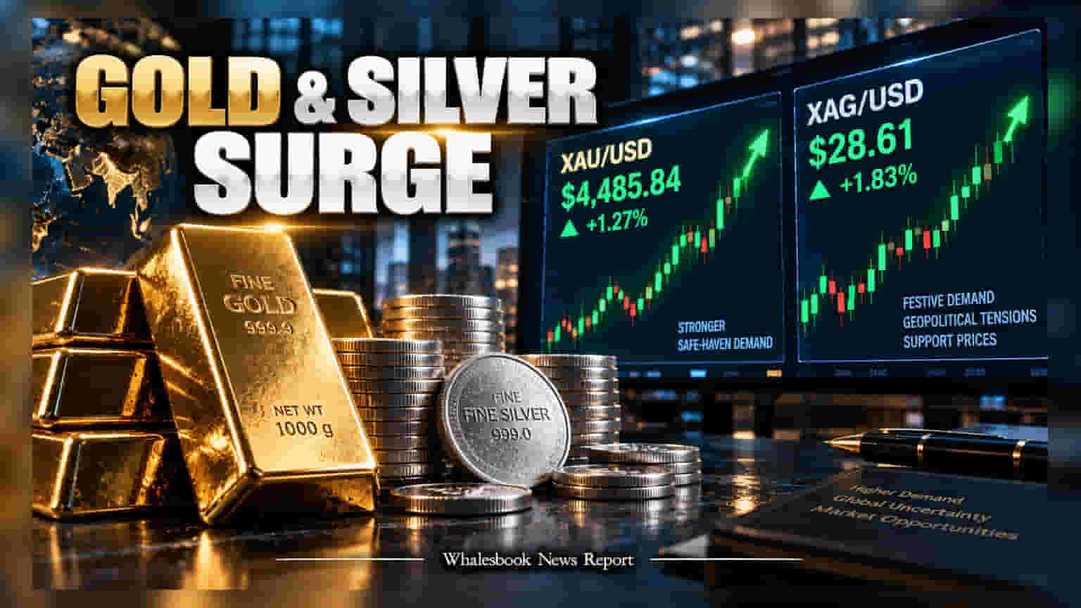 Gold and Silver Prices Rise Amid Festive Demand and Tensions