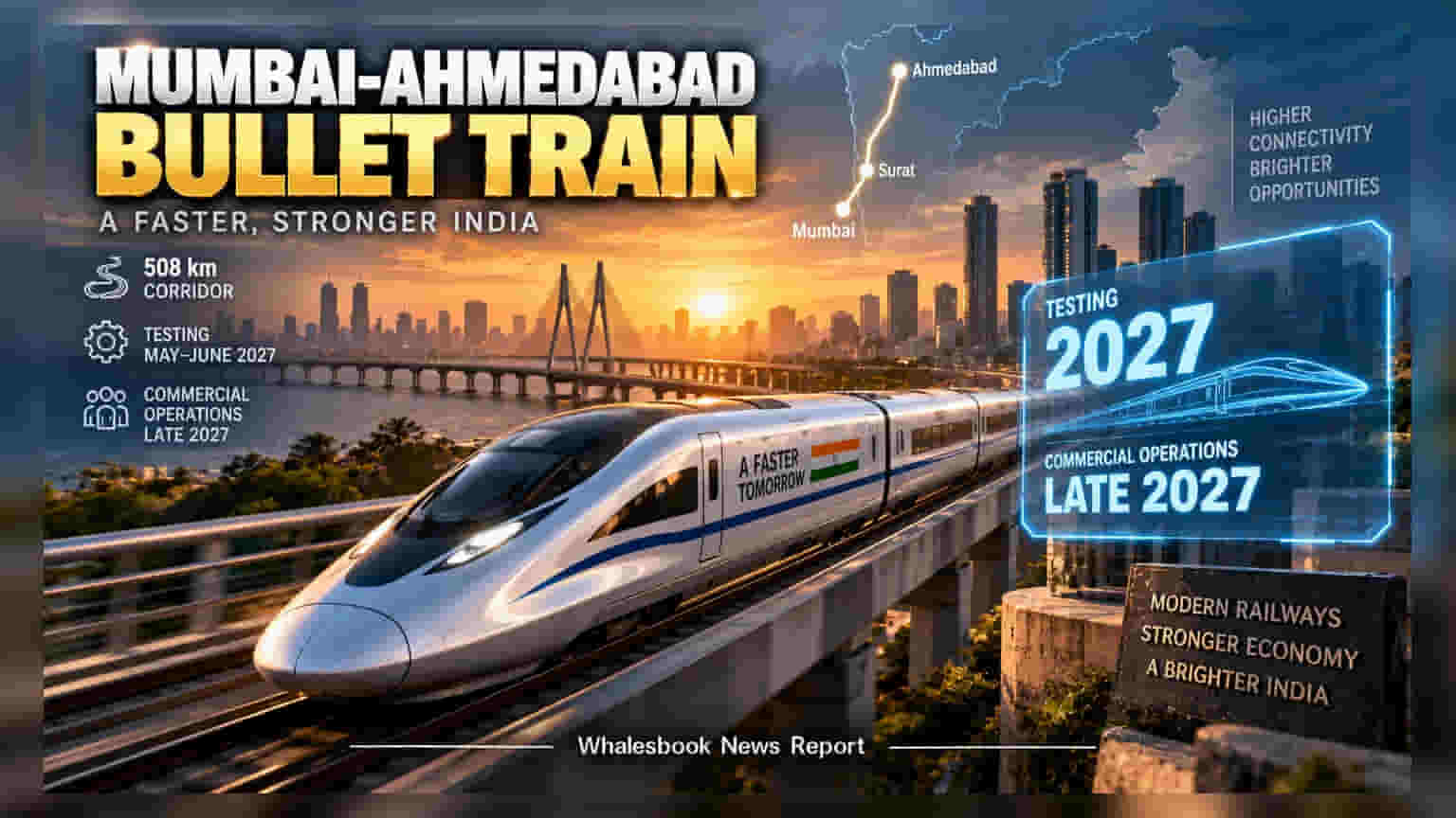 India Targets Late 2027 for First Bullet Train Launch