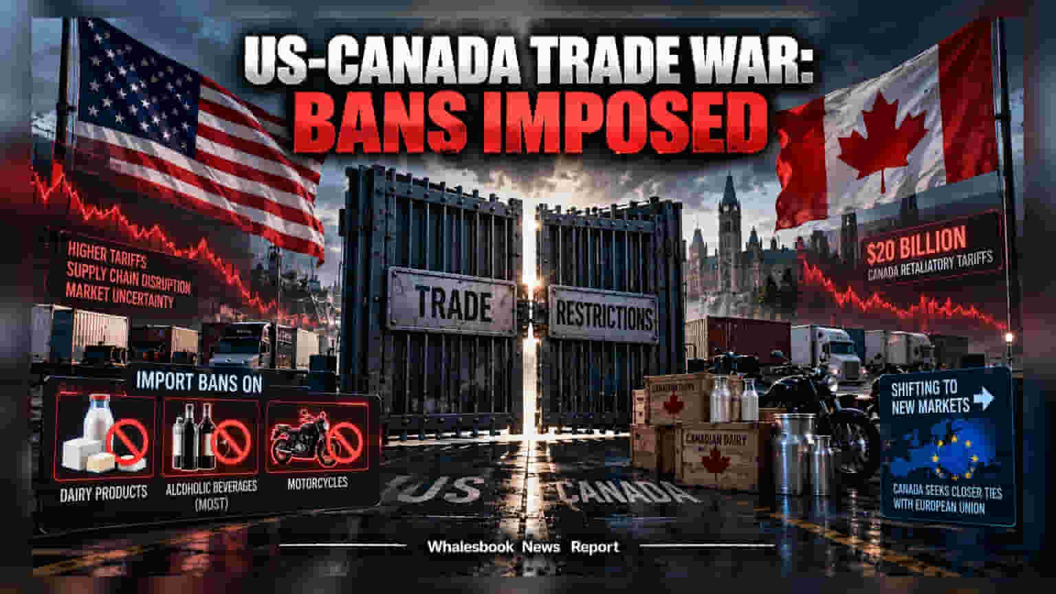 US Bans Canadian Dairy, Alcohol, Motorcycles; Trade War Escalates