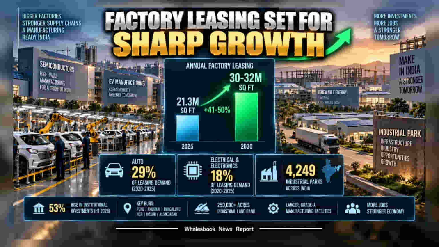 India Factory Leasing: ਭਾਰਤ ਵਿੱਚ ਇੰਡਸਟ੍ਰੀਅਲ ਰੀਅਲ ਅਸਟੇਟ ਦੀ ਵੱਡੀ ਛਾਲ, 2030 ਤੱਕ **32 ਮਿਲੀਅਨ ਸਕੁਏਅਰ ਫੁੱਟ** ਹੋਵੇਗੀ ਲੀਜ਼ਿੰਗ