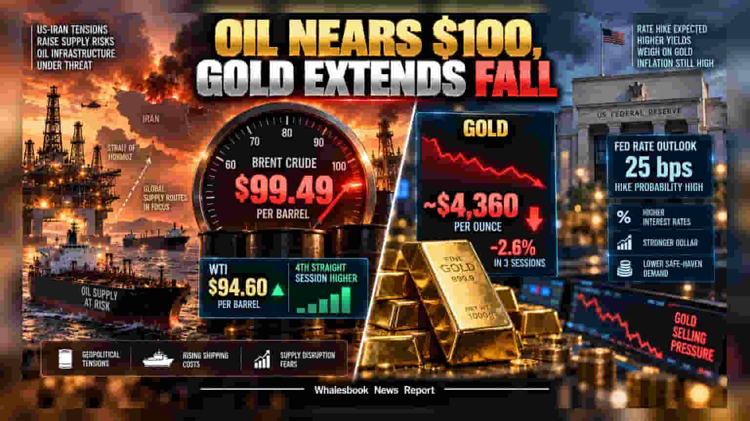 Crude Oil ਤੇ Gold ਦੀ ਅੱਜ ਵੱਖਰੀ ਚਾਲ: ਮਿਡਲ ਈਸਟ ਤਣਾਅ ਕਾਰਨ ਤੇਲ ਹੋਇਆ ਮਹਿੰਗਾ, ਸੋਨੇ ਵਿੱਚ ਗਿਰਾਵਟ