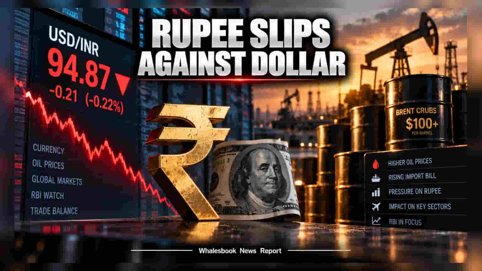 Indian Rupee: कच्चे तेल की आग में जल रहा रुपया, डॉलर के मुकाबले **94.87** पर खुला