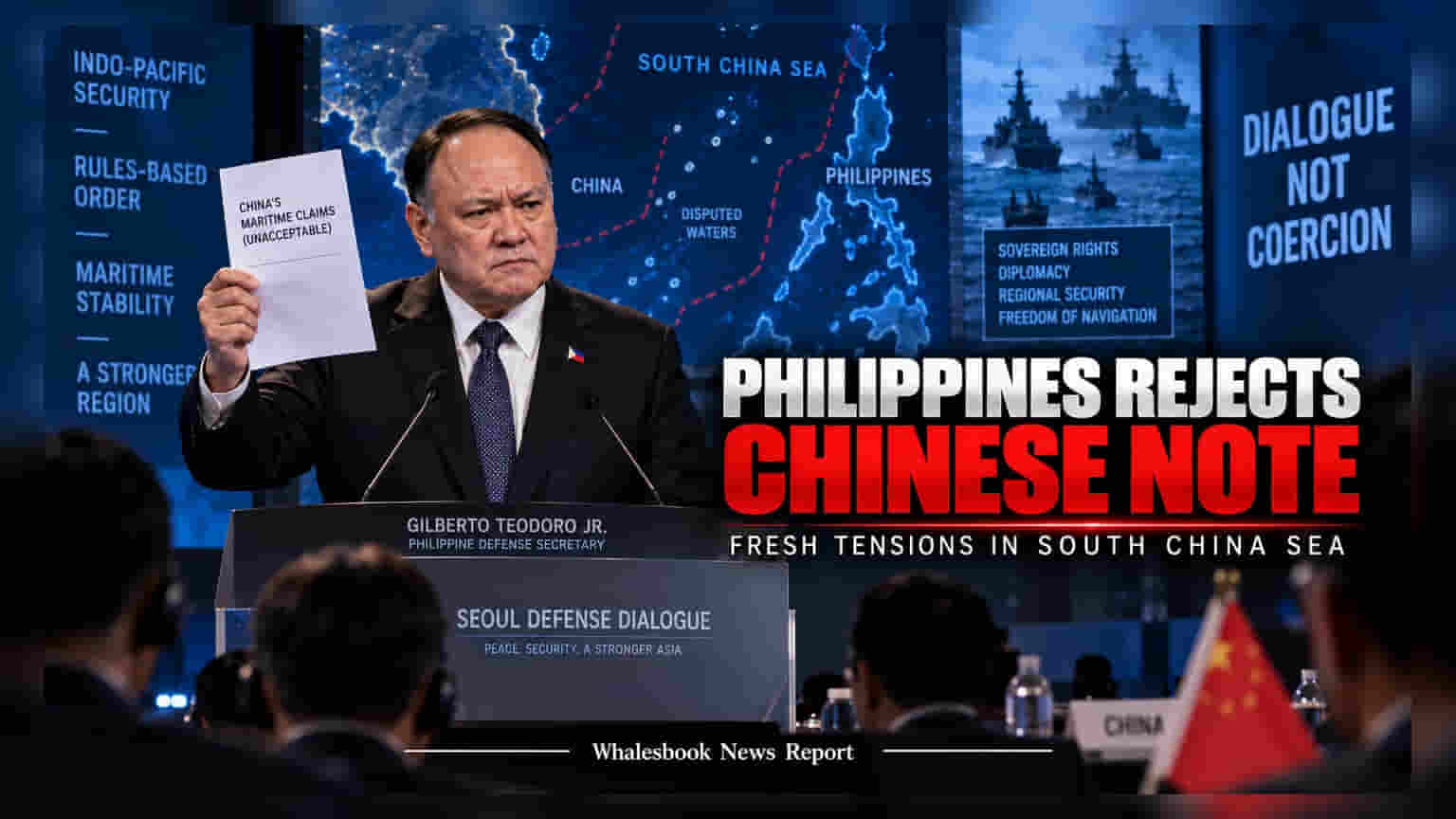 Philippines Defense Chief: सियोल फोरम में चीनी राजनयिक की चिट्ठी को किया सरेआम खारिज