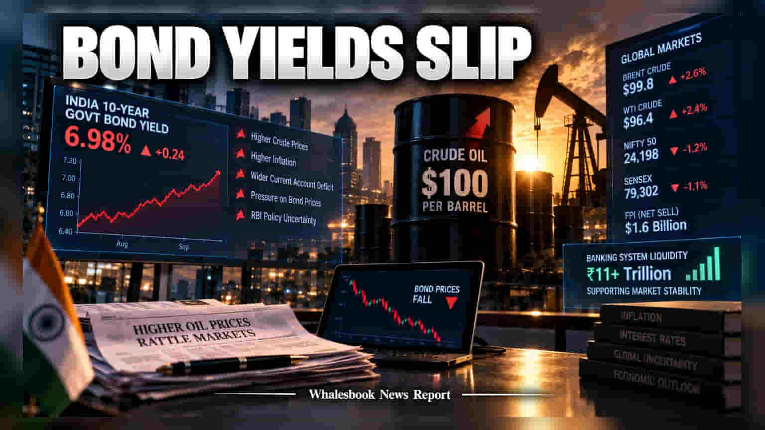 Bond Yields: கச்சா எண்ணெய் விலை உயர்வால் அதிரும் சந்தை! Bond Yields **7%** நெருக்கம்