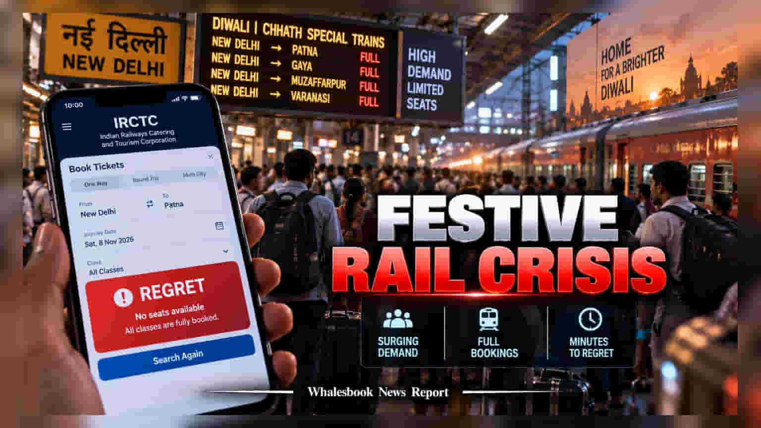 IRCTC: దీపావళి టికెట్ బుకింగ్స్ రద్దీ.. 'REGRET' స్టేటస్తో ప్రయాణికుల ఇబ్బందులు