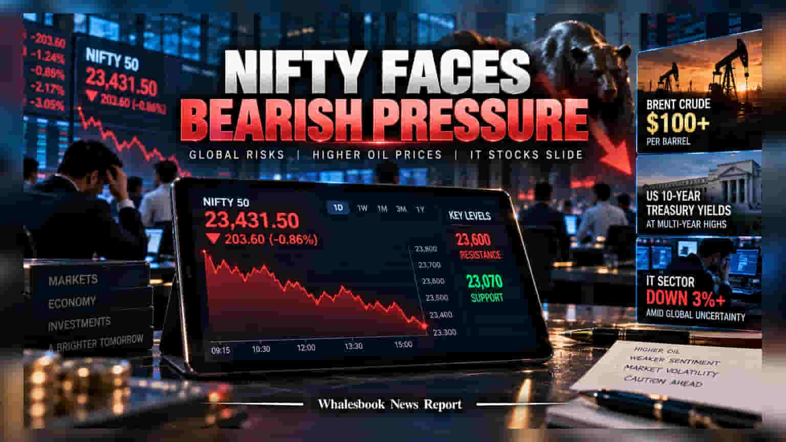 Nifty 50 Drops 0.86% to 23,431 as Oil Prices Cross $100