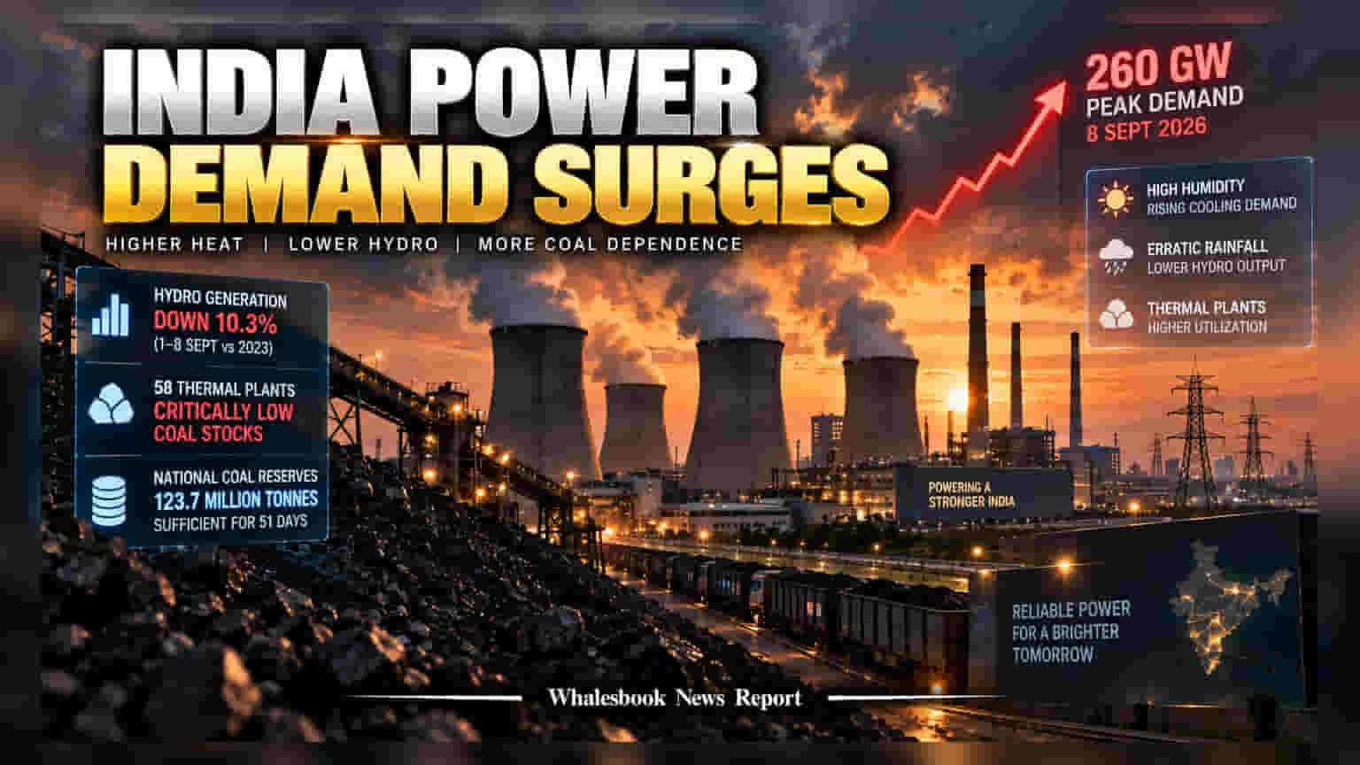 India Power Demand: இந்தியாவில் மின் தேவை **260 GW** ஆக உயர்வு! நிலக்கரி தட்டுப்பாட்டால் மின் உற்பத்தி நிலையங்கள் திணறல்