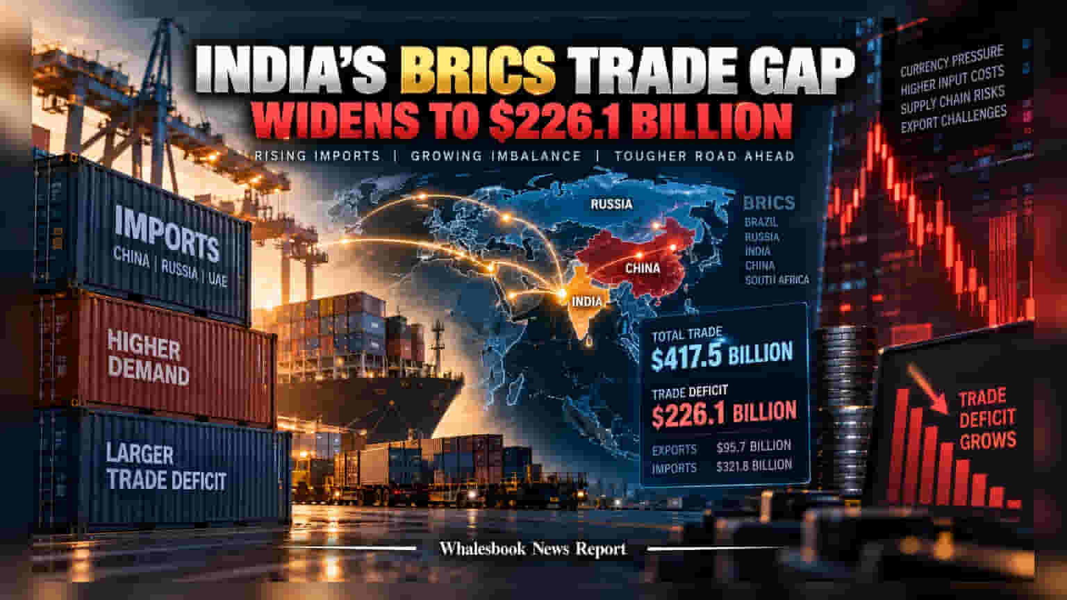 India's Trade Deficit With BRICS Widens To $226 Billion In FY26