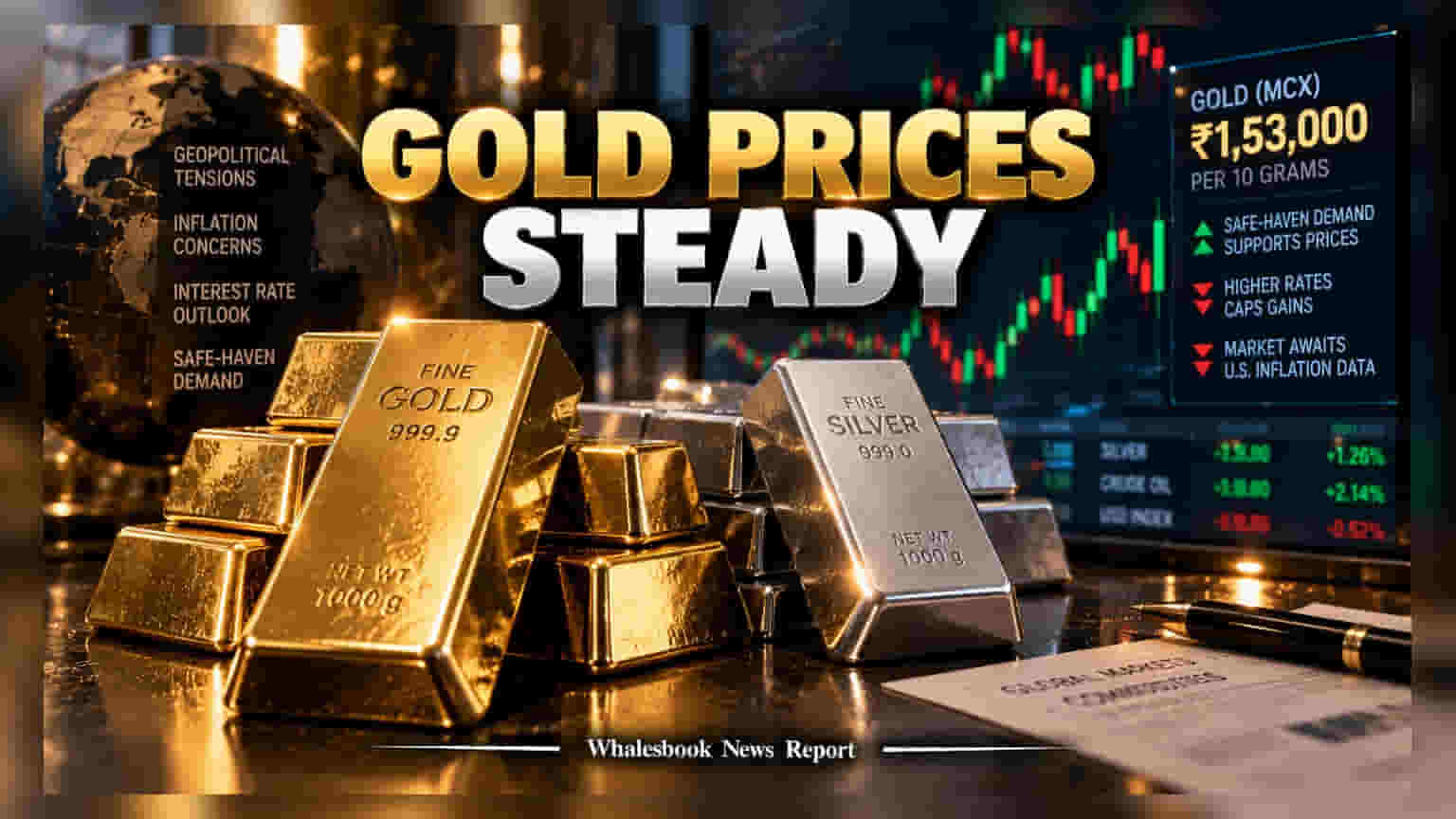 Gold Prices Steady Near Record Highs as Oil Crosses $100