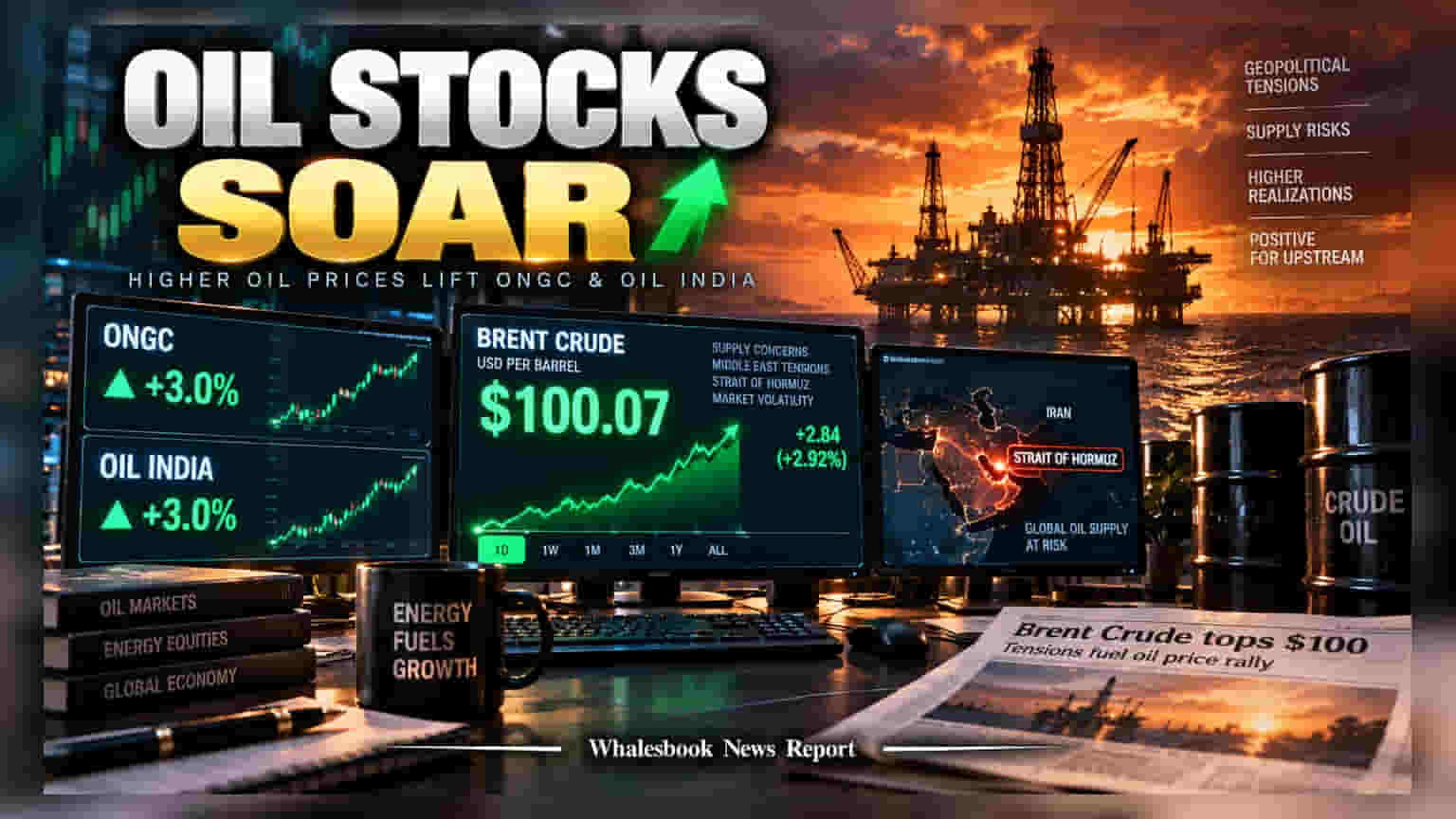ONGC, Oil India: கச்சா எண்ணெய் விலை **$100**-ஐ தாண்டியது! எகிறிய ஷேர் விலை