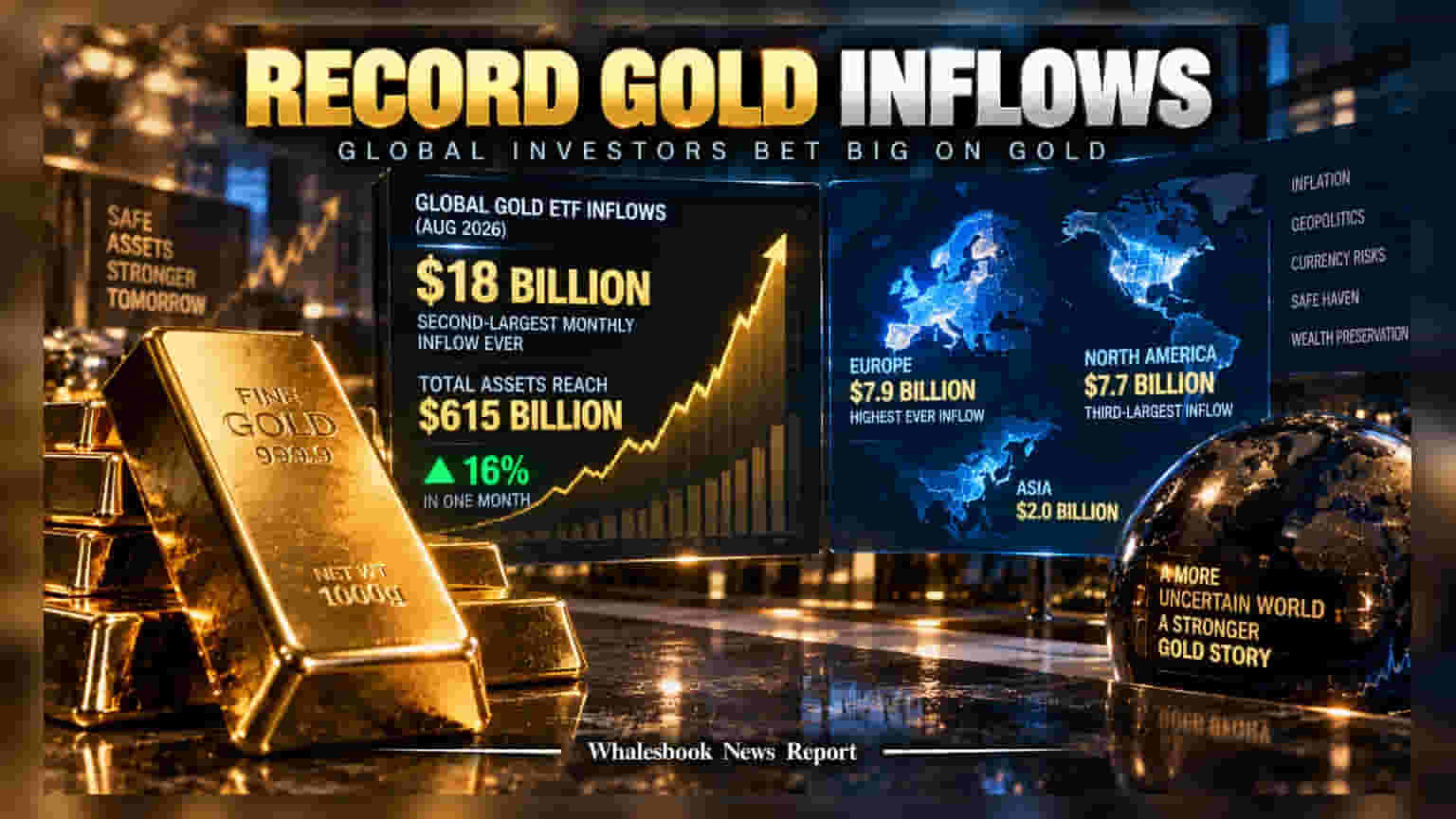 Gold ETFs માં રેકોર્ડબ્રેક રોકાણ: ઓગસ્ટમાં **$18 અબજ** ઠલવાયા, રોકાણકારો સુરક્ષિત રોકાણ તરફ