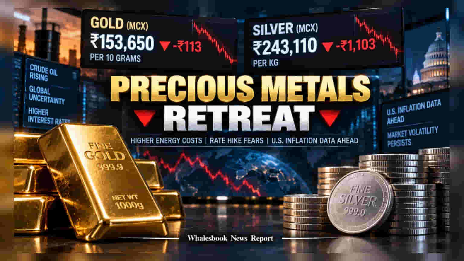MCX પર સોનું-ચાંદી ગગડ્યું: મોંઘવારીના ડર અને ક્રૂડ ઓઇલના ભાવમાં વધારાની અસર