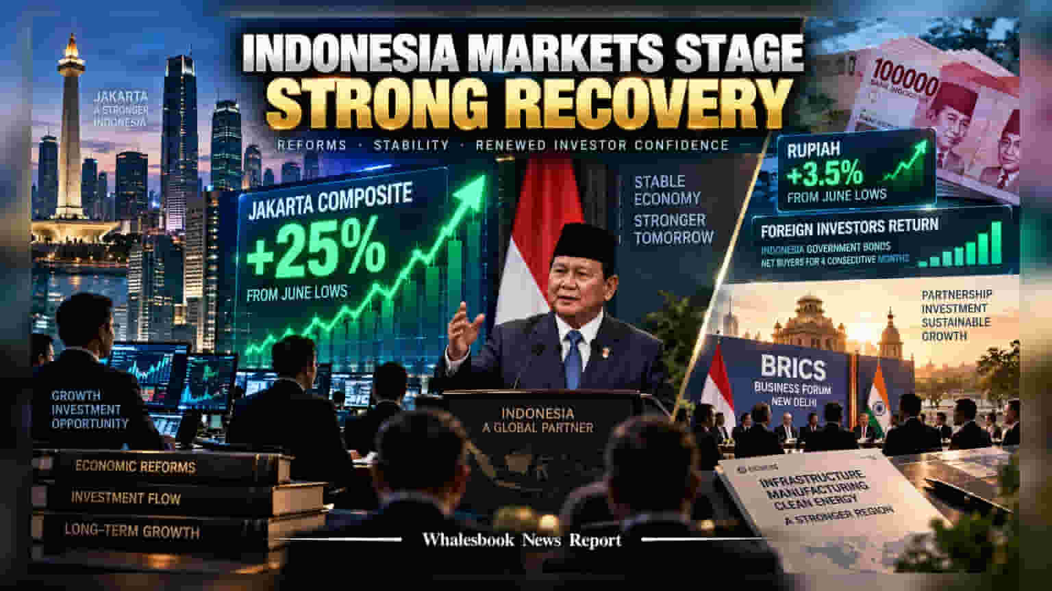 Indonesia Stocks અને Rupiah માં **25%** નો રિકવરી ઉછાળો, છતાં રોકાણકારોમાં સાવચેતીનું વાતાવરણ