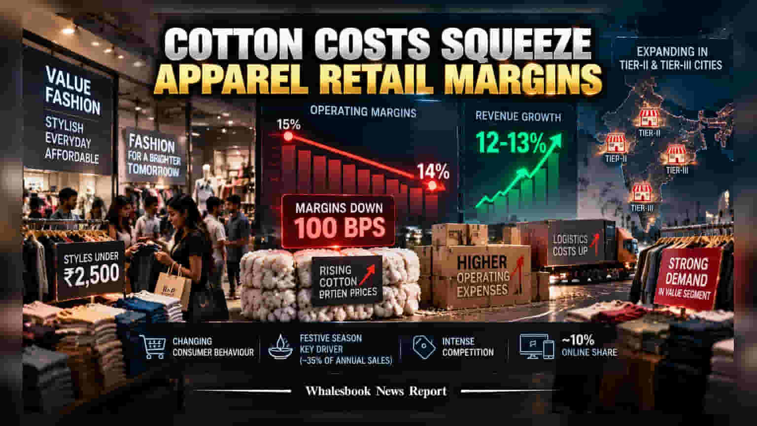 Apparel Retail Sector: बढ़ती लागत का असर, कपड़ा कंपनियों के मार्जिन में **100 bps** की गिरावट तय