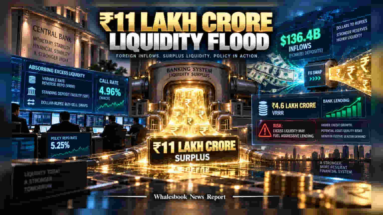 Indian Banking Liquidity: સિસ્ટમમાં **₹11 લાખ કરોડ**થી વધુનું ફંડ, RBI એ એક્શન મોડમાં