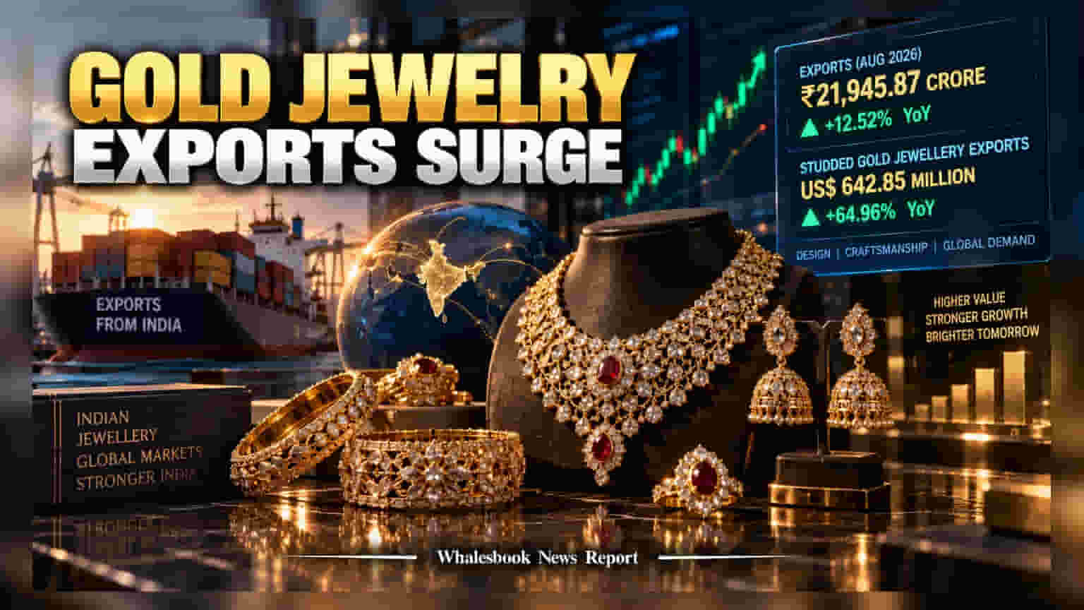 Gem & Jewellery Exports: સ્ટડેડ ગોલ્ડ જ્વેલરીના કારણે ભારતીય એક્સપોર્ટમાં **12.5%** નો ઉછાળો