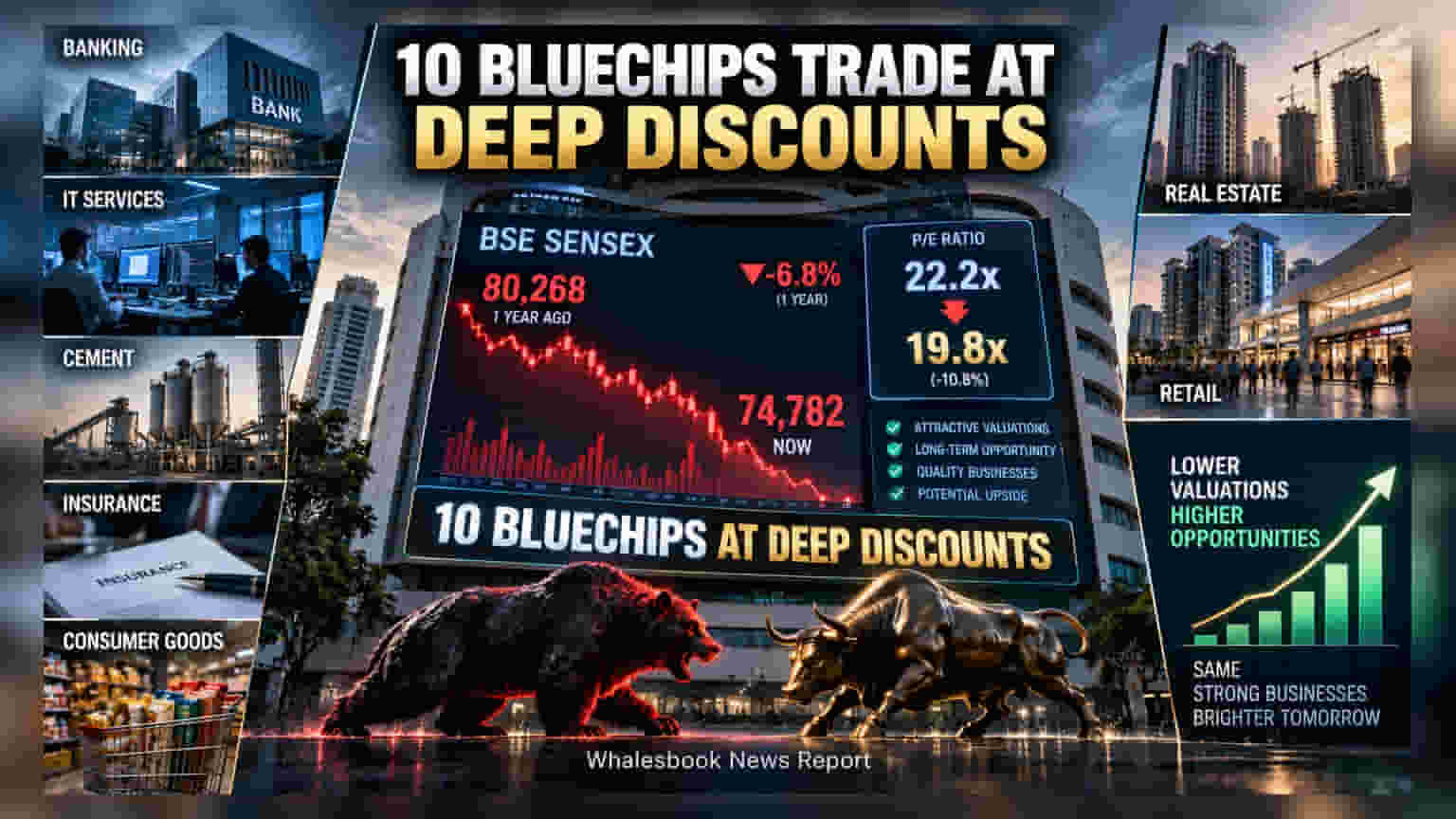 BSE Sensex Valuations Fall; Bluechip Stocks Trade at Discounts