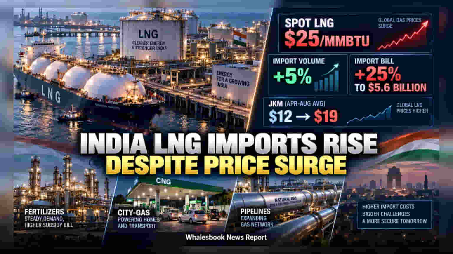 India LNG Imports: महागड्या गॅसचा झटका! भारताची LNG आयात ५ टक्क्यांनी वाढली, बिल २५ टक्क्यांनी वधारले