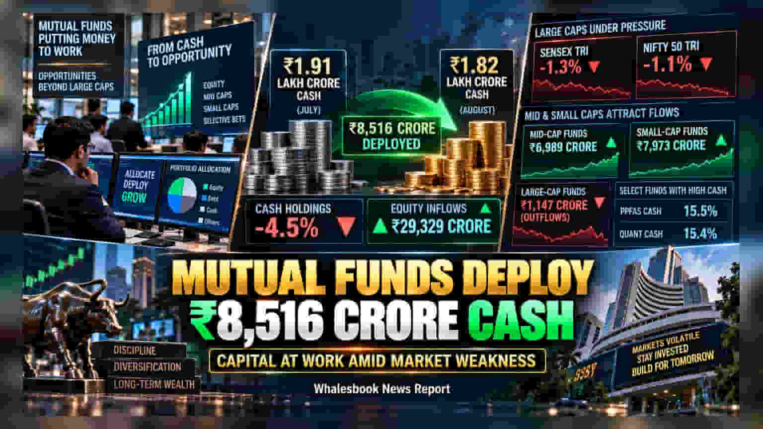 Indian MFs Cut Cash By 4.5% In August, Boost Equity Bets