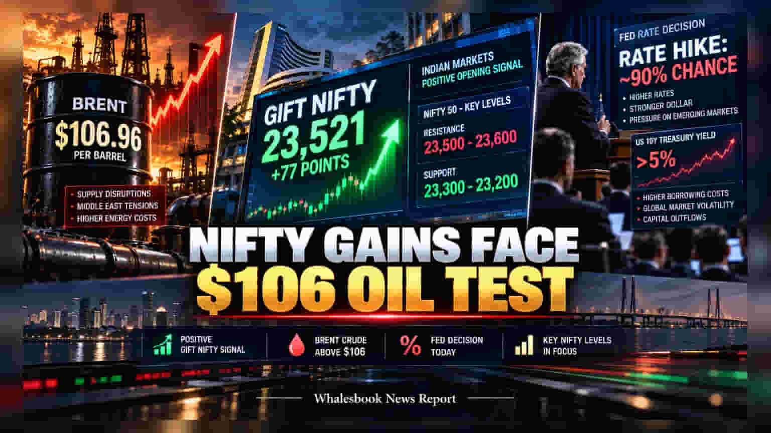 GIFT Nifty Points To Steady Start; Oil At $106 And Fed Meeting Eyed