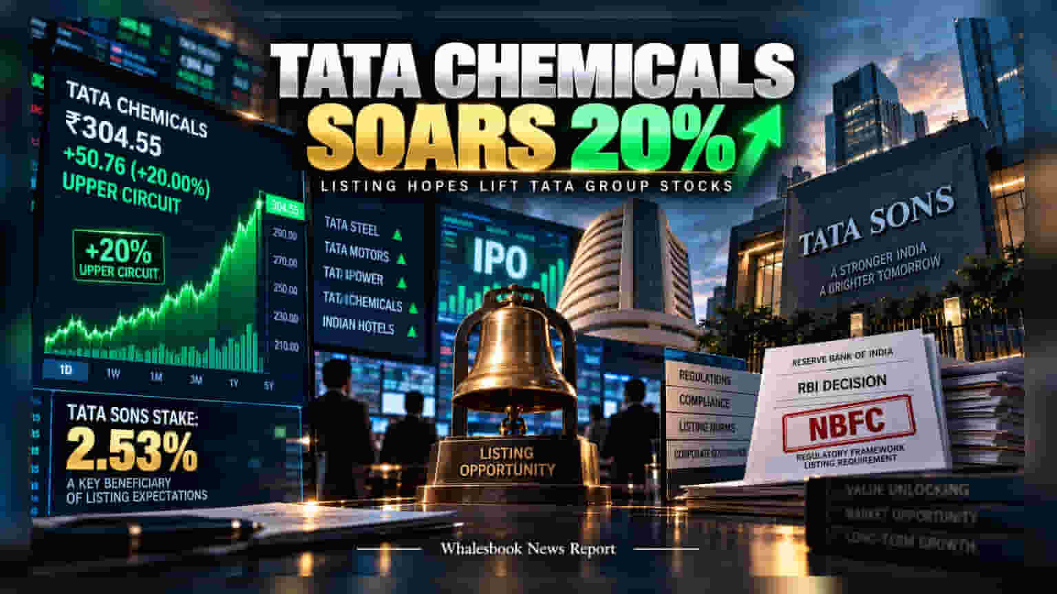 Tata Chemicals Hits 20% Upper Circuit After RBI Rejects Tata Sons Listing Exit