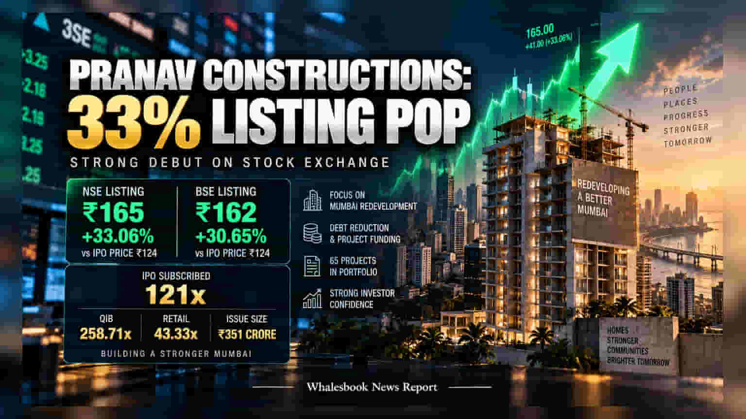 Pranav Constructions Shares Jump 33% In Market Debut