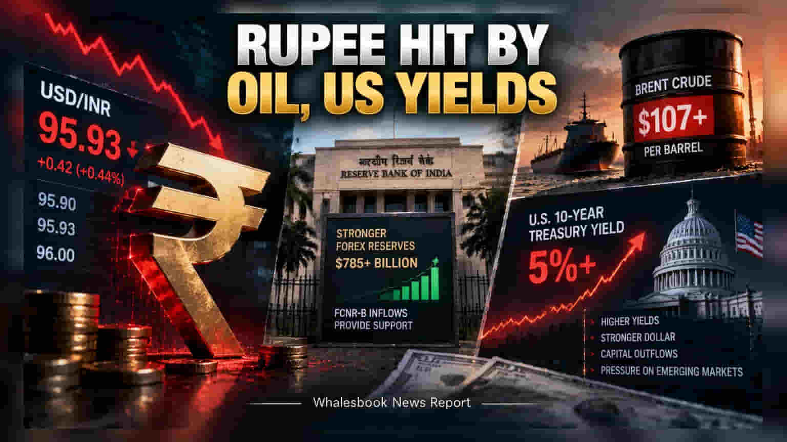 Rupee Near 96 Against Dollar: रुपया घसरणीच्या उंबरठ्यावर; इंधन दर आणि अमेरिकन बॉण्ड यील्डचे मोठे संकट