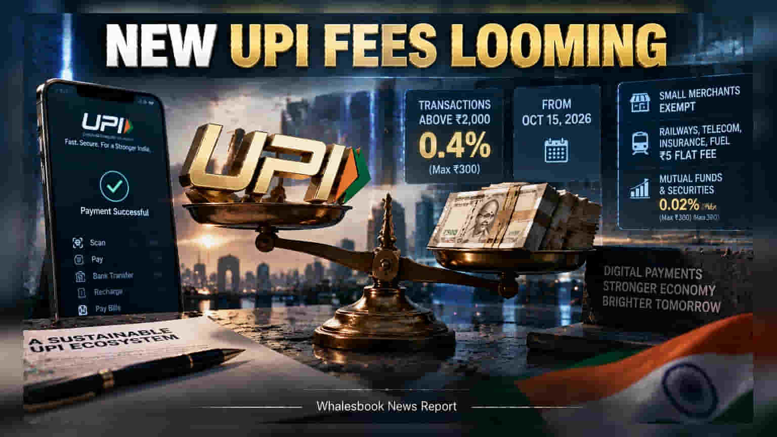 UPI to Charge 0.4% Fee on Transactions Over ₹2,000 From Oct 15